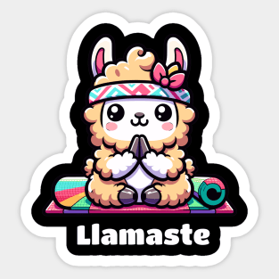 Cute Llama Yoga on Rainbow Exercise mat Sticker